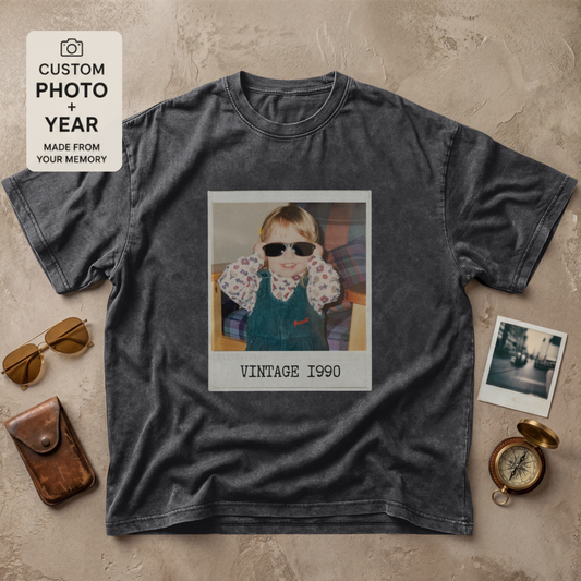 Personalized Vintage Year Polaroid Photo Tee