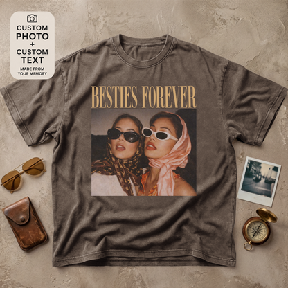 Personalized Besties Forever Custom Photo Vintage Tee