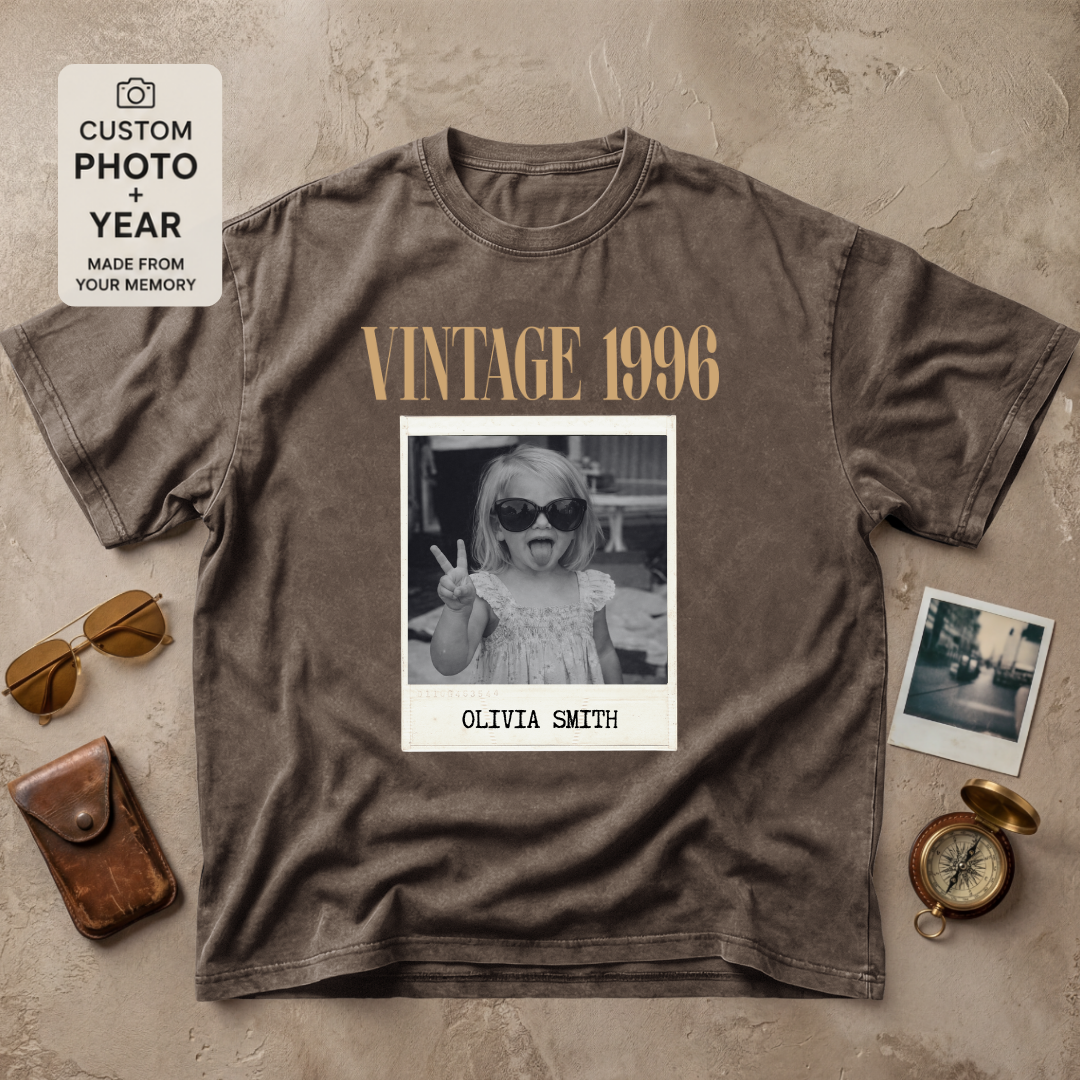 Personalized Vintage Year Photo Polaroid Tee