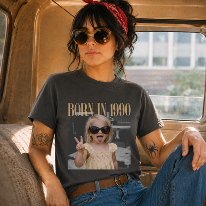 Personalized Born In Custom Year Photo Vintage Tee