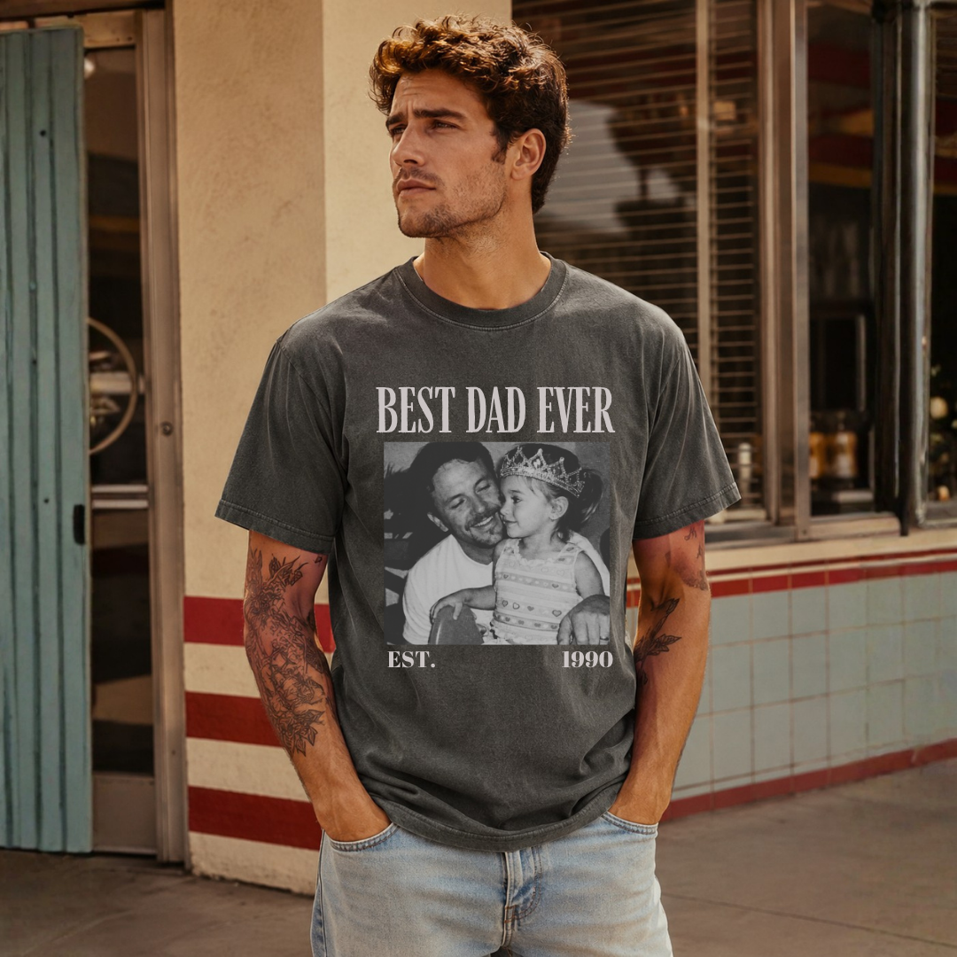 Personalized Best Dad Ever Est Year Photo Tee