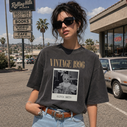 Personalized Vintage Year Photo Polaroid Tee