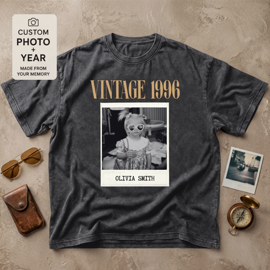 Personalized Vintage Year Photo Polaroid Tee