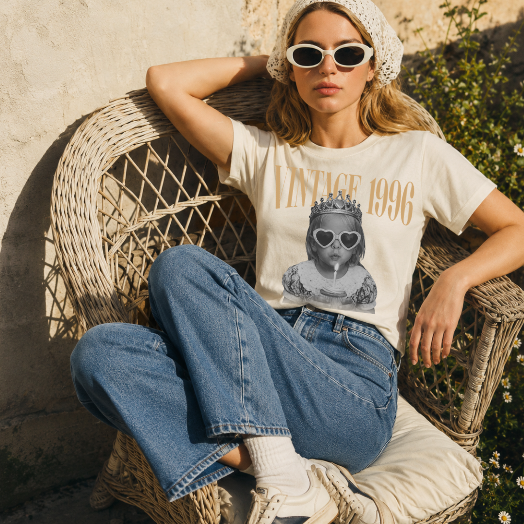Personalized Vintage Year Birthday Photo Tee