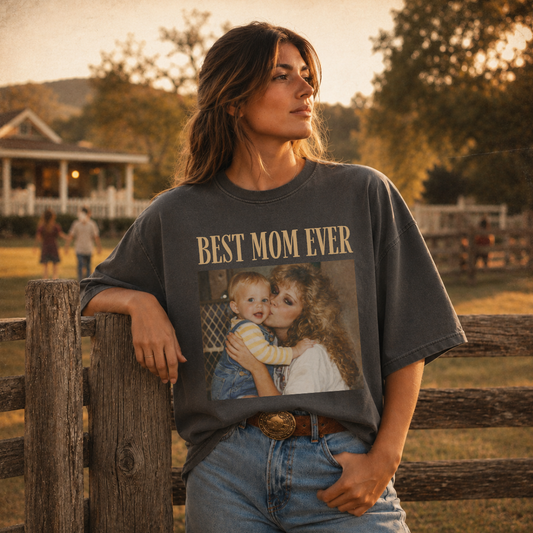 Personalized Best Mom Ever Custom Photo Vintage Tee