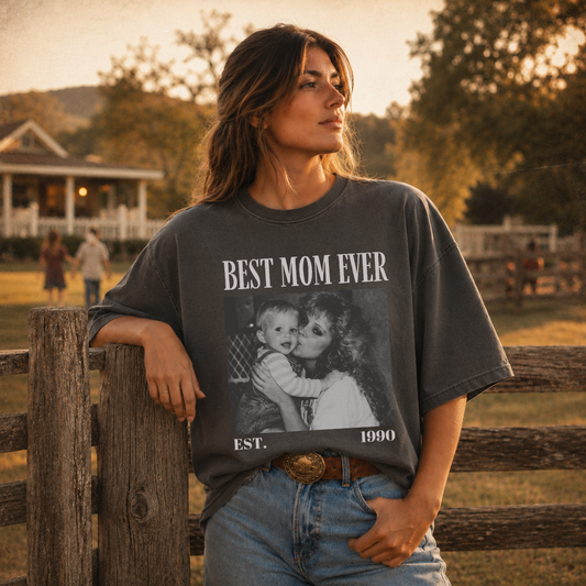 Personalized Best Mom Ever Est Year Photo Tee